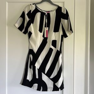 Tracy Reese silk graphic black and white shift dress